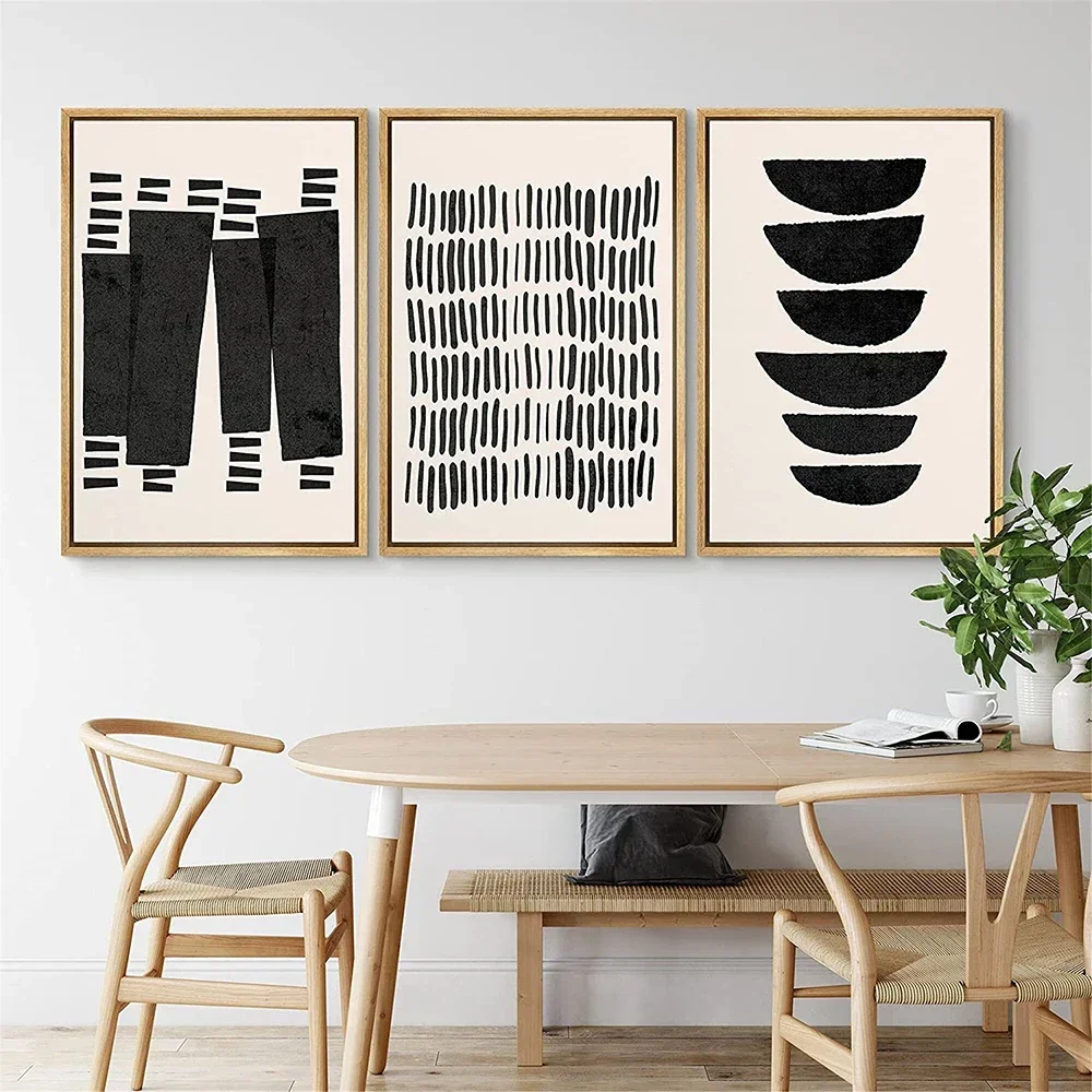 Modern Abstract Wall Art Mid Century Geometric Black Arches HD Canvas Print Poster Home Living Room Bedroom Decoration