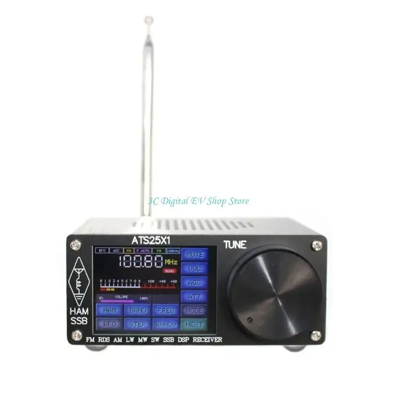 

E74D ATS25X1 ATS-25X1 Si4732 Chip Fullbands Radio Receiver 2.4" Touchable Screen FM MW SSB Receivers with Antenna