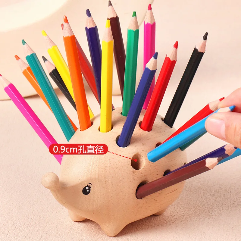 حامل قلم القنفذ 24 مجموعة أقلام رصاص ملونة للأطفال لوازم الرسم الفني سطح المكتب الديكور منظم قرطاسية الحرفية حلية 2025 #2