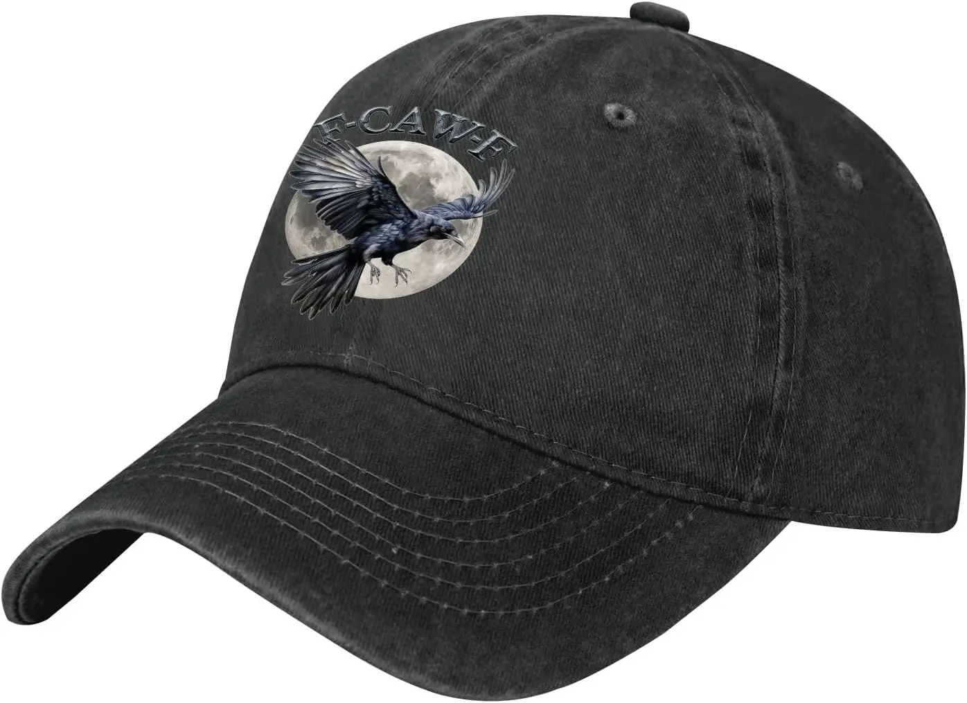 F-Caw F Funny Black Bird Hats for Mens Classic Washed Distressed Baseball Caps