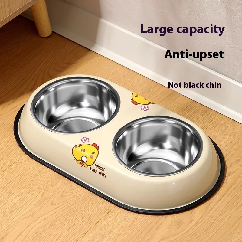 

Dog Bowls Dog Bowls Cat Bowl Cat Food Dog Dining Bowl Anti-tip Double Drinking All-in-One Small and Medium