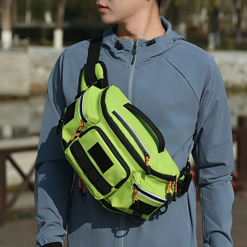 Large Capacity Multifunctional Lure Fishing Waist Pack with Multiple Pockets, Men's Expandable Chest Bag view 2