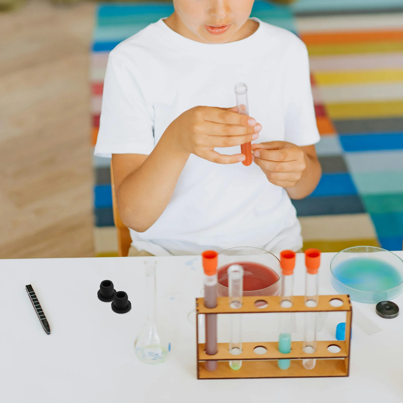 

8Pcs Lab Rubber Stoppers Black Hollow Flexible Leak-Proof Sealing Plugs for Vials Bottles Test Tubes Household Kitchen