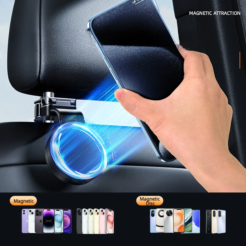 Hipacool 2 in 1 車載用背面磁気式スマホホルダー スタンド フック付き 車用シート収納フック 車載用スマホブラケット iPhone対応