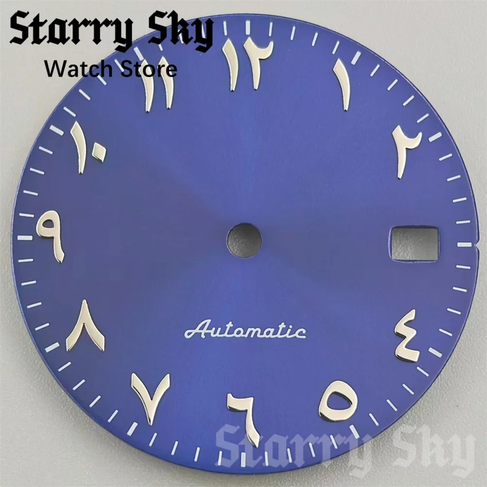 Starry Sky 29mm Arabic Alphabe Sunburst Date Watch Dial Without Luminous Suitable For NH35A Automatic Movement Watch Accessories