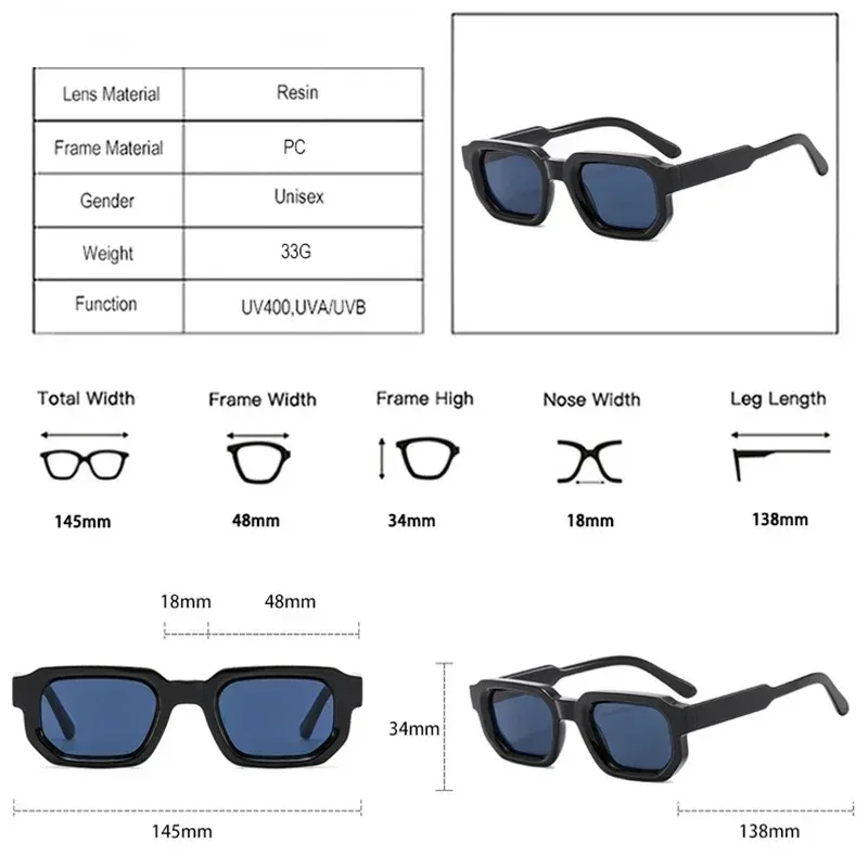 Fashion Blue Square Sunglasses For Women Men Retro Luxury Designer Clear Lens Sun Glasses Shades UV400 Eyeglasses image 5