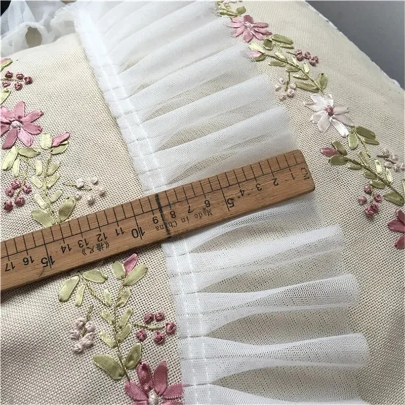 Trắng rộng Màu Đen Đàn Hồi Xếp Li Voan Ren Cổ Áo Đính Vải Gấp May DIY Thủ Công Mỹ Nghệ Ribbon Trim Bridal Ăn Mặc Hem Trang Trí Nội Thất