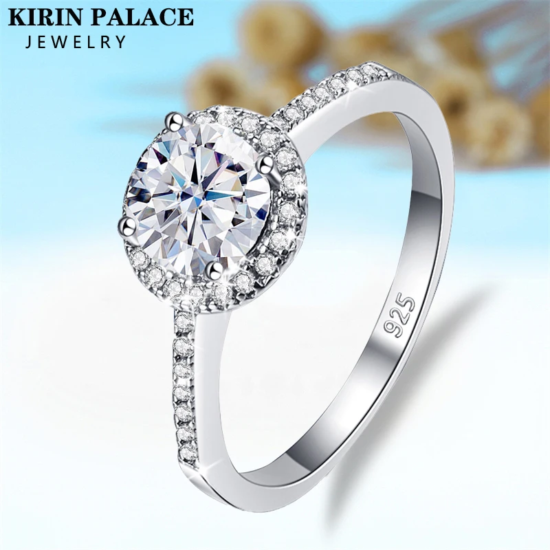 palacio kirin 1ct anel moissanite para mulheres ouro amarelo solido corte redondo anel solitario para noivado casamento 750 18k 14k 10k 01