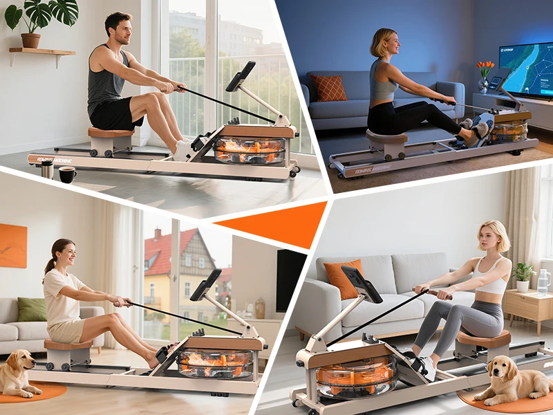 Faltbares Wasser-Rudergerät | 160KG Traglast | Bluetooth-Monitor | 180 ° Klappbares Heimtrainer-Rudergerät mit Aufbewahrungsrädern – Detail 13