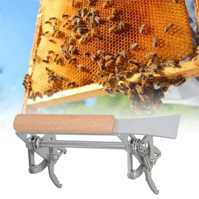 A74E-Professional Beehive Frame Grip Tool Extractor With Ergonomic Wooden Handle, Bee Hive Frame Lifter
