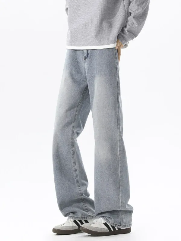 

Мужские джинсы Slim Fit из микроэластичного денима с легким клешем, в американском ретро-стиле, модные, прямые, длинные брюки для осени
