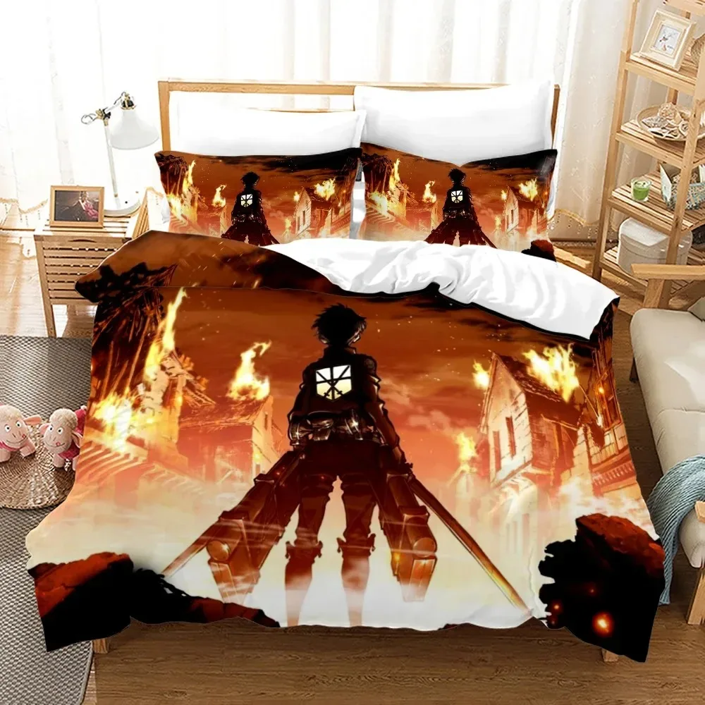 3d ataque em titã conjunto de cama único gêmeo completo rainha rei tamanho ataque em titã conjunto cama crianças quarto do miúdo conjuntos capa edredão