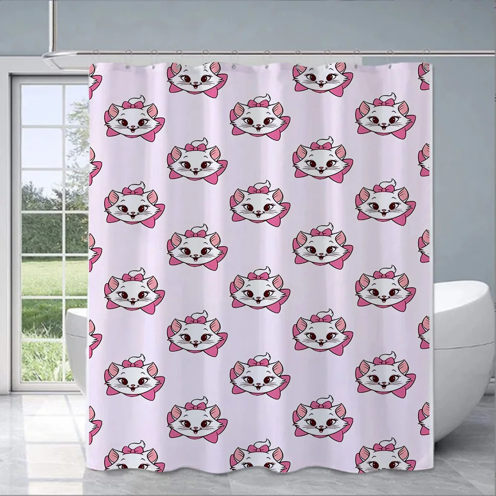 Shower Curtain Waterproof Polyester Fabric Paint Colorful Bath Disneys Marie Cat Curtains Home Bathroom Decor Curtain With Hook