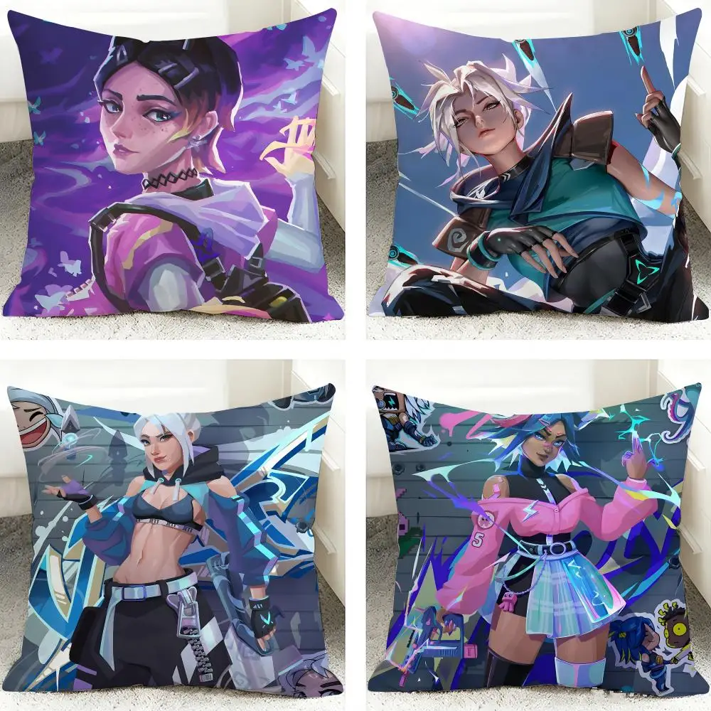 Games F-VALORANTS HOT Cushion Cover 40x40cm Square Decorative Sofa Cushion Cover Bedroom Living Room Home Decor Gift