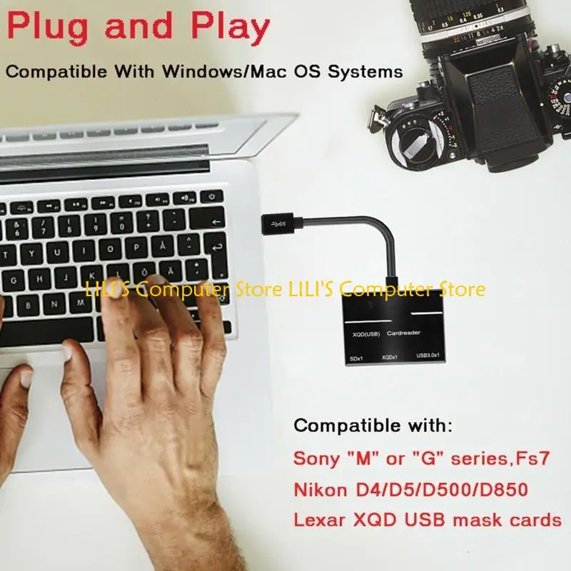 كاميرا A52B قارئ بطاقة XQD/SD، قارئ بطاقة الذاكرة USB Hub