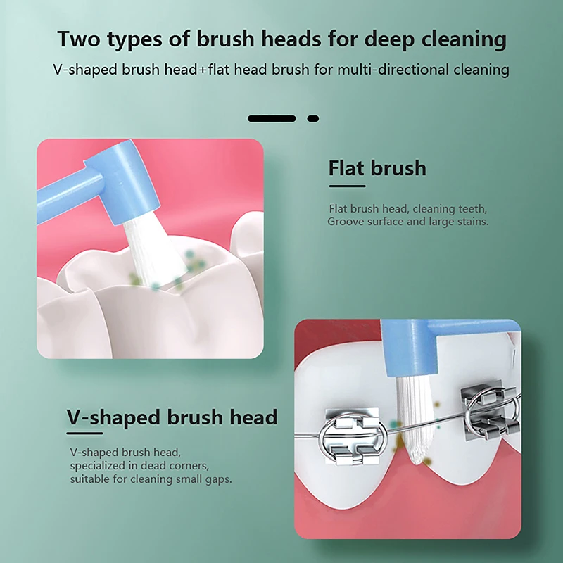 Interdental Brush Double-Beam Soft Teeth Cleaning Toothbrush Oral Care Tool Small Head Soft Hair Implant Adult