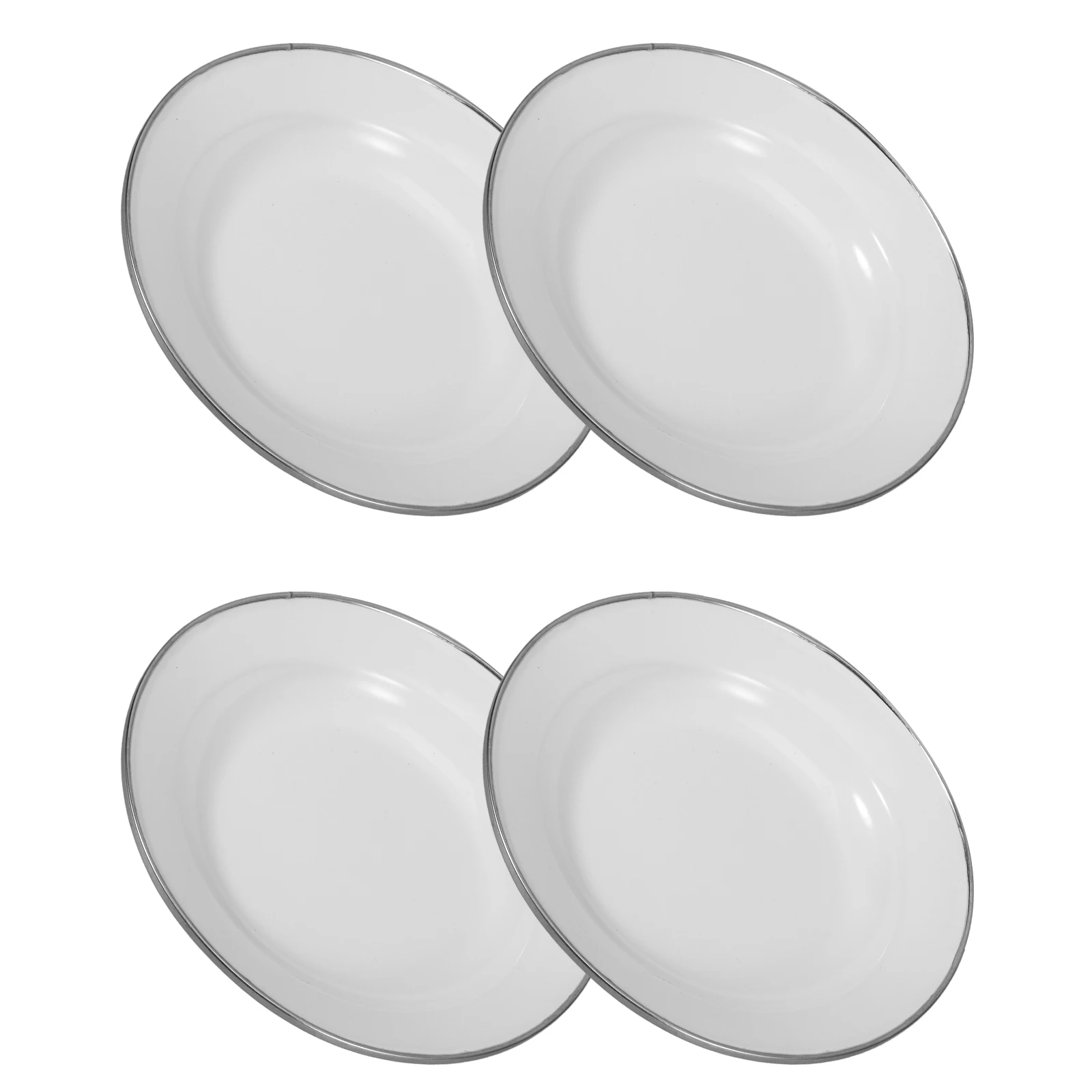 

4Pcs Enamel Plates Vintage Snack Serving Dish Thick Retro Style Food Plate Decorative Home Kitchen Salad Steak Pasta Tray