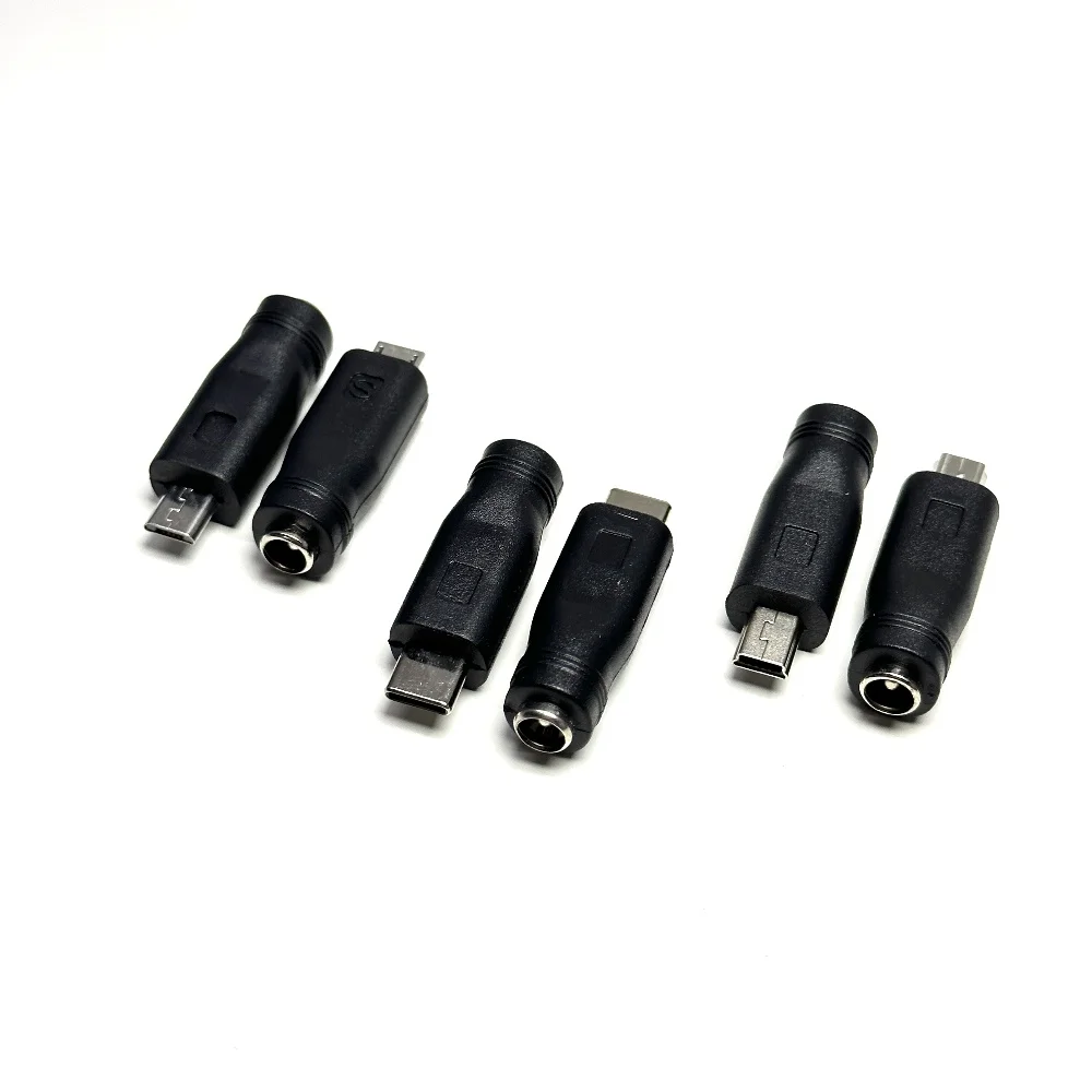 Micro USB /Type C / MINI USB Male to 5.5 x 2.1 mm DC Female Plug Power Charger Adapter DC Power Jack Converter