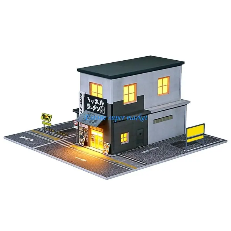 

090B Easy Assembly Stackable Model Car Garage For Collectibles with Lighting Factory Building Scene Model