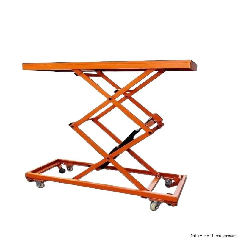 2025 - 1.5-meter automatic lifting stool, electric lifting platform, foldable, mobile hydraulic load-bearing flatbed trolley