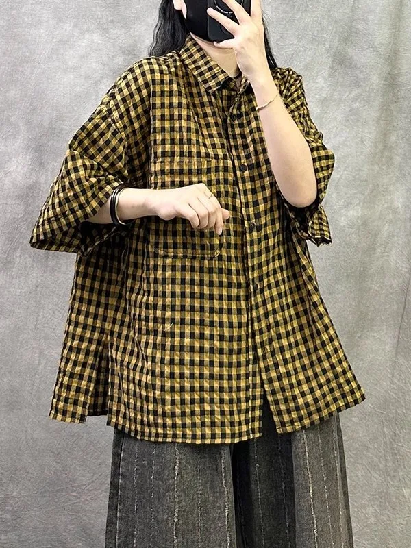 

Loose Fit Women's Cotton Linen irt ort Sve Printed Casual Top Korean Sle Airy Feel Large Size Busin Commute Wear