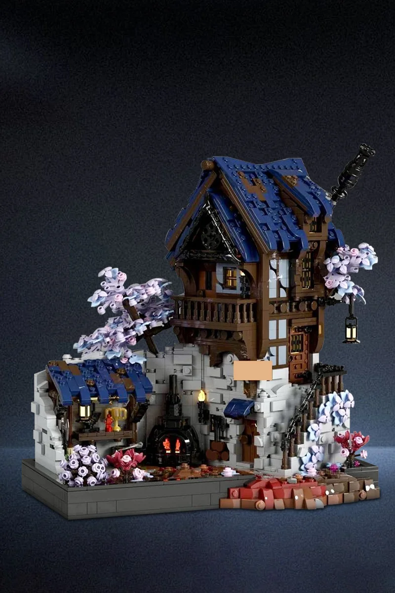 MOC Blacksmith Forge House Bricks Model Medieval Fantasy Display Architecture Buliding Blocks Assembly Toys Kid Birthday Gifts