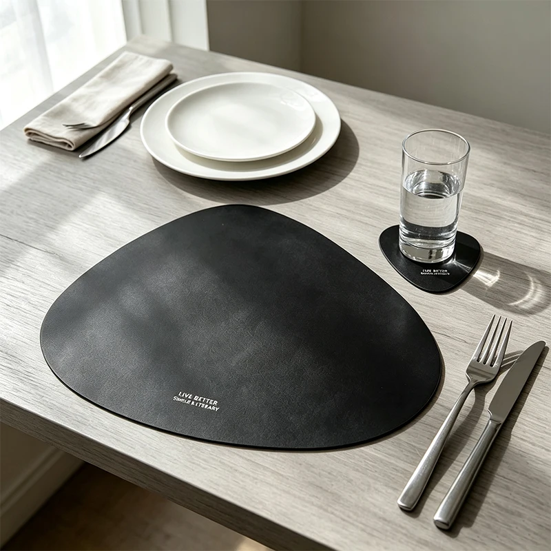 2/4/8/12pcs Leather Table Mat with Stain-Resistant Anti-Slip Bottom Matching Coaster for Home Dining Kitchen Office Mouse Pad