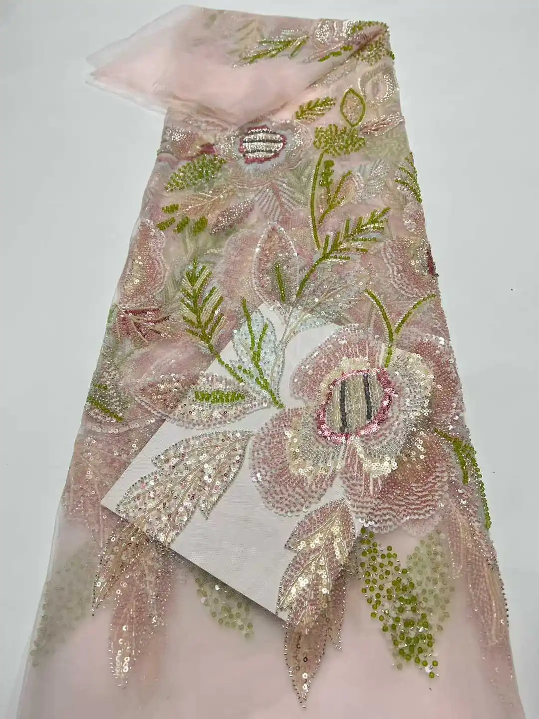 

Latest African Beaded Large Bubble Mesh Lace Fabric 2026 Fashion French Sequined Lace Fabric Party Wedding Dress Material