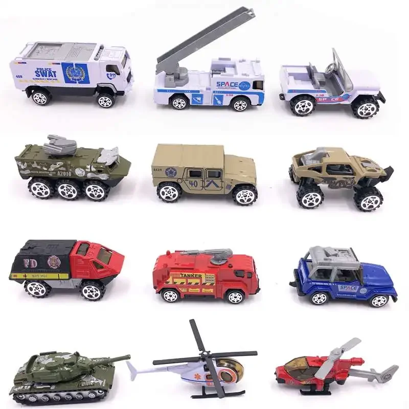 1:64 Alloy City Fire Engine Suit Army Toy Car 7-9cm Simulation Car Model Peacekeeping Forces Metal Mini Car Toy For Children