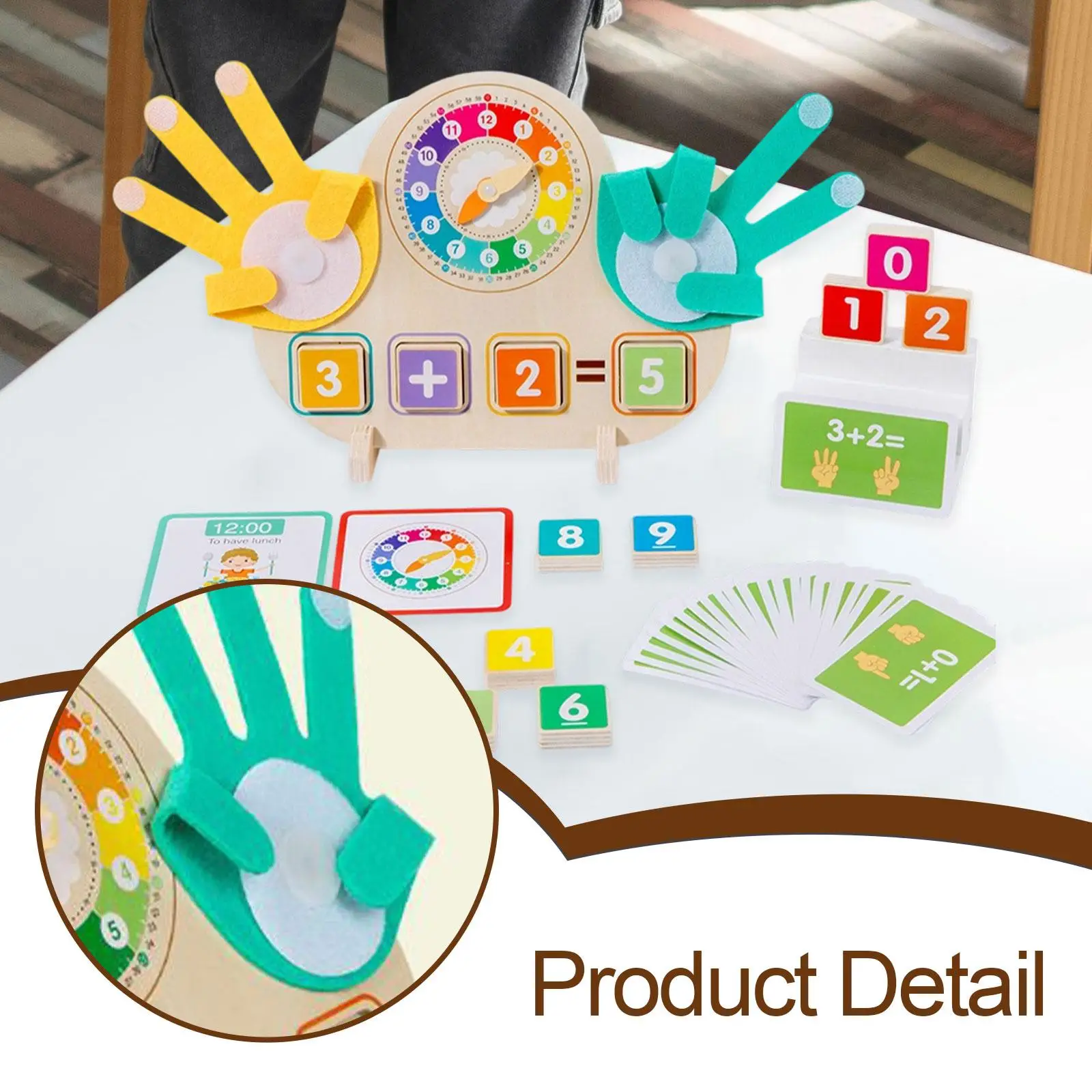Vinger tellen wiskundespeelgoed leermiddel thuisschool vroeg onderwijs voor kleuters 3-jarig en oud klaslokaal jongens en meisjes kinderen