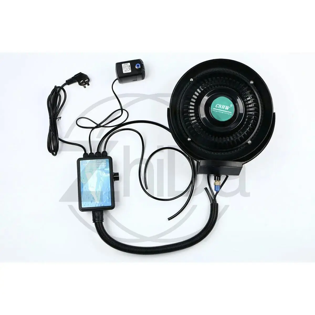 220V Industrial Centrifugal Atomizing Horn Fan, Outdoor Water Mist Cooling Humidifier with Atomization Disc Spray System