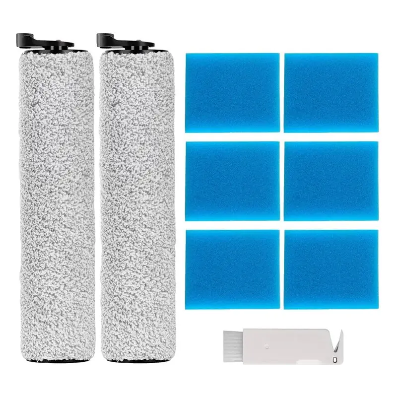 AEE2-Replacement Accessories Kit Compatible For Tineco Ifloor 2 Vacuum Cleaner, Include 2 Roller Brush, 6 Pre-Filter Foam