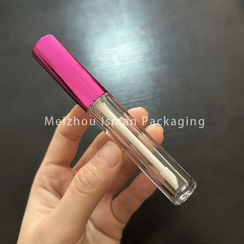 50 Buah Baru Kualitas Tinggi 3Ml Bulat Metalik Hot Pink Eyeliner Tabung Lip Gloss Kemasan Wadah Bulu Mata dengan Sikat