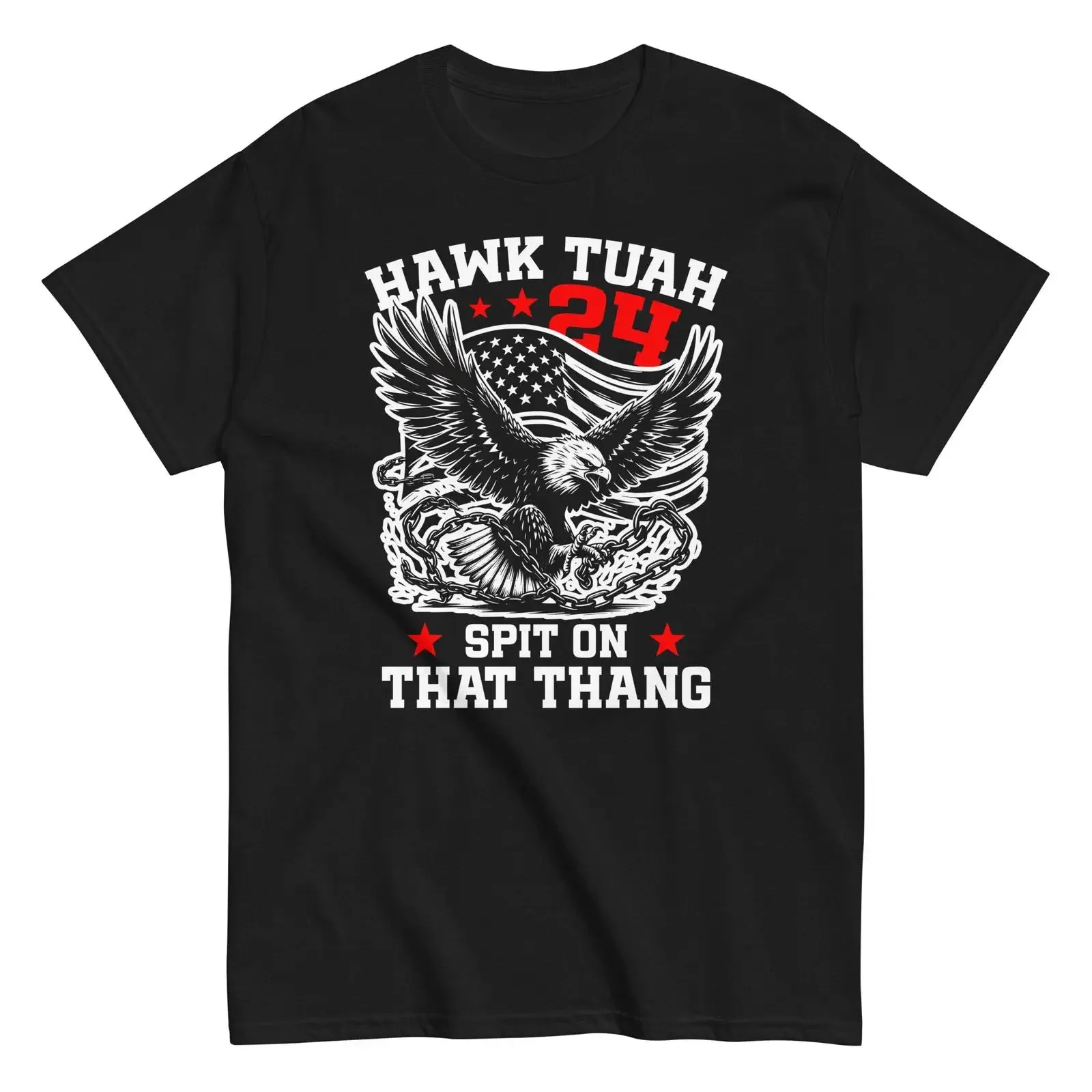 American Flag Bald Eagle Hawk Tuah 24 Spit On That Thang T Shirt vintage Washed Soft Breathable Casual Stylish Unisex Slightly