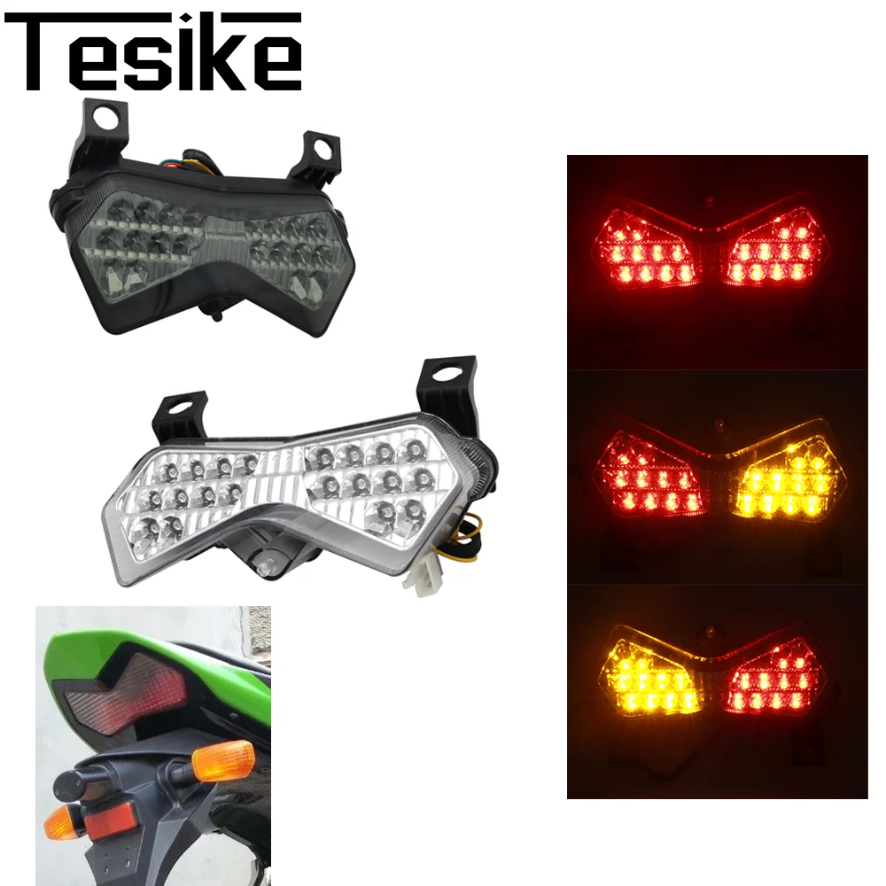 Luce Posteriore LED con Indicatore di Direzione e Freno per Kawasaki Z1000 2003-2005 Z750 ZX6R, Accessori per Moto