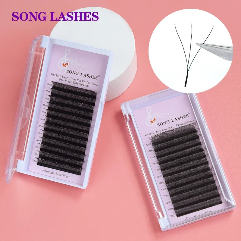 SONG LASHES High Quality W Shaped Eyelashes Extension 3D Premade Volume Fans 3 Tip C/D Curl  Idividual Lash