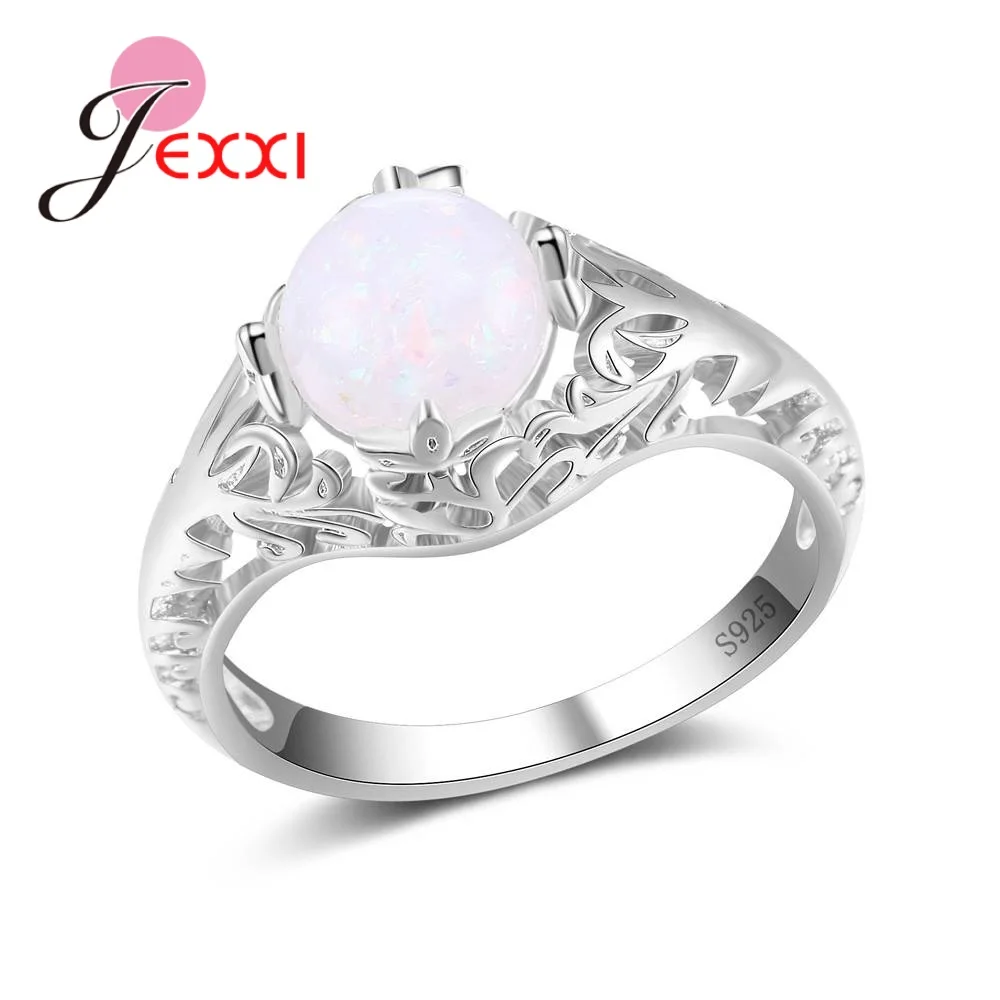 Hot Selling Vintage Round Opal Stones Paved 925 Sterling Silver High Quality Wedding Party Band Rings For Women