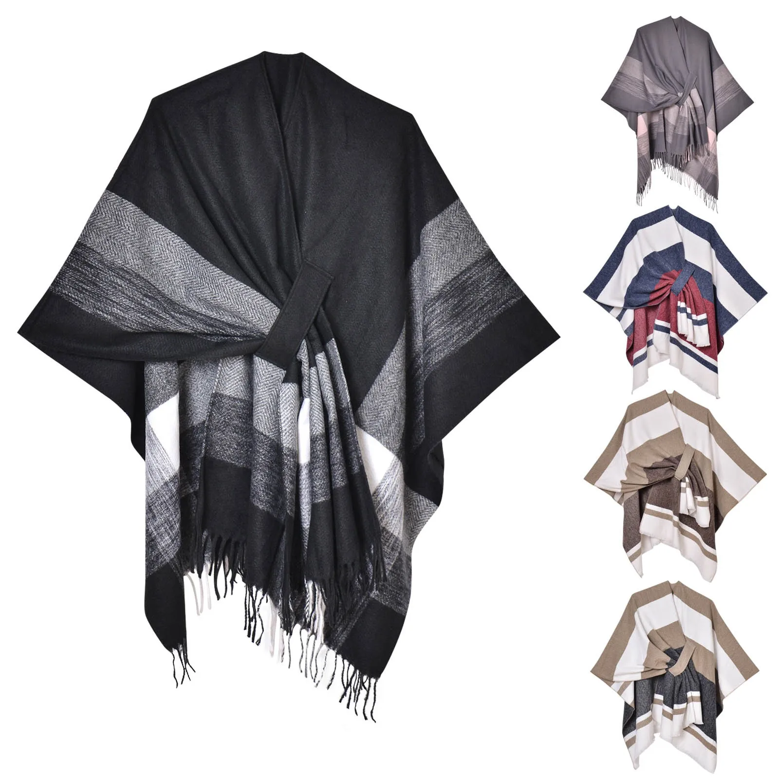 Autumn And Winter Warm Scarf Shawl Women Bandage Striped Cape Windproof Dustproof Scarf Imitation Cashmere Shawl шарф