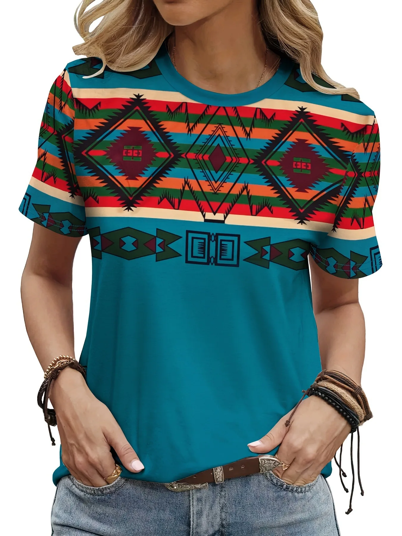 Retro Geometric Paisley 3D Print T-Shirts Women's Casual O-Neck T Shirt Short Sleeve Harajuku Top Y2k Casual Tee Female Clothing