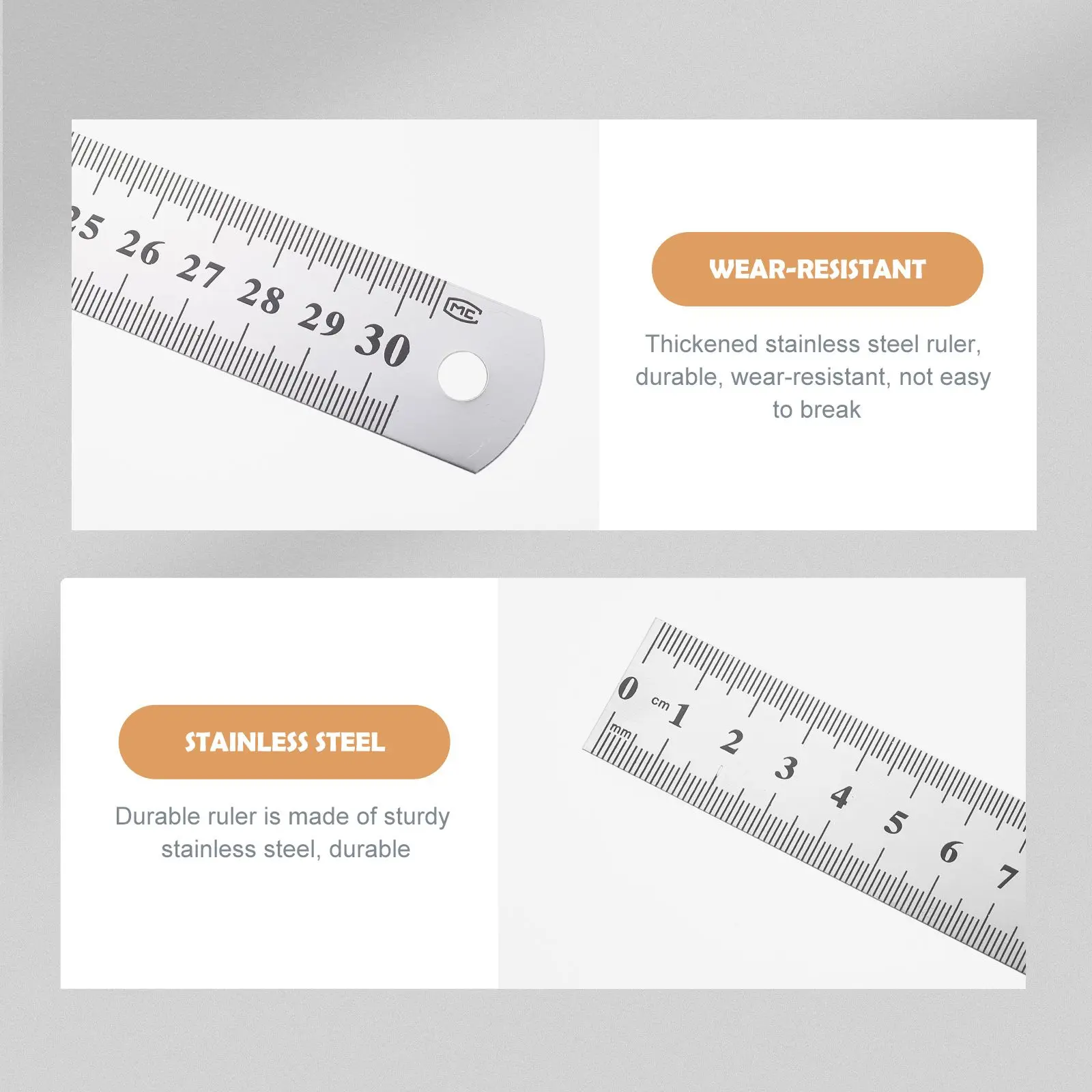 Thickened Stainless Steel Ruler 30cm 20cm 15cm Double Side Measuring Tool for Drawing Straight Cutting Engineering Teaching