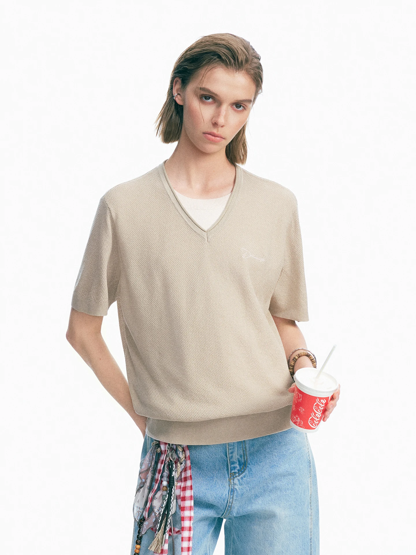 Dream Made Linen Short Sleeve T-Shirt Knitted Thin Summer Half Sleeve Top for Men And Women Couple Loose Fit Commute Style