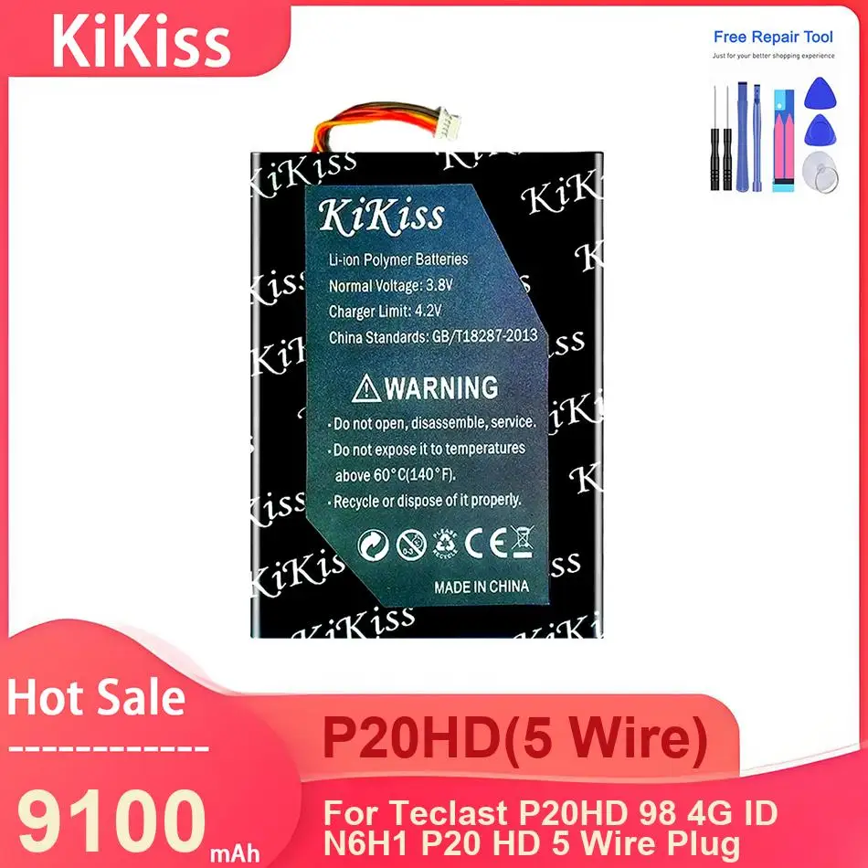

KiKiss Laptop Battery For Teclast P20HD 98 4G ID N6H1 P20 HD 5 Wire Plug ,P20HD(5 Wire) 9100mAh Batteries