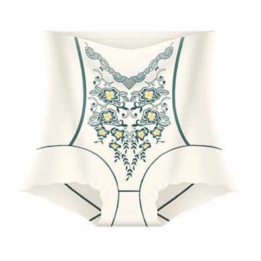 

High Waist Slimming Shaping Panties Cotton Crotch Floral Flower Postpartum Body Shaper Underpants Waist Trainer