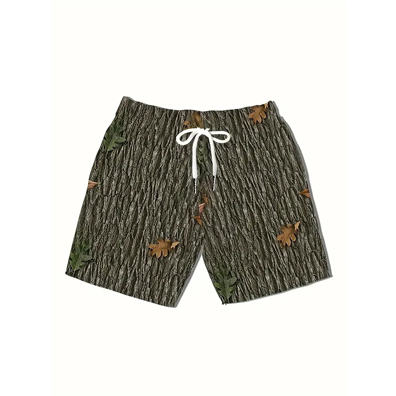 Men's Loose Beach Shorts Drawstring Quick Dry Forest Shorts For Summer Women Men Tree 3D Print Casual Oversized Sport Shorts 6xl
