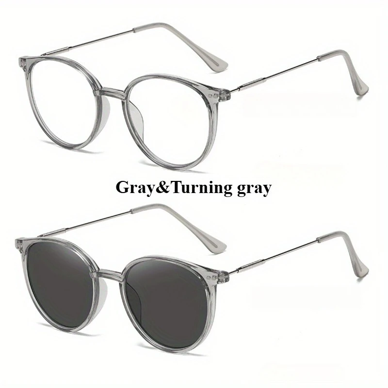 1 Stück Modische Photochrome Runde Lesebrille Unisex HD-Gläser, +100 bis +400 Polymer-Rahmen & Gläser, Stilvoll & Langlebig