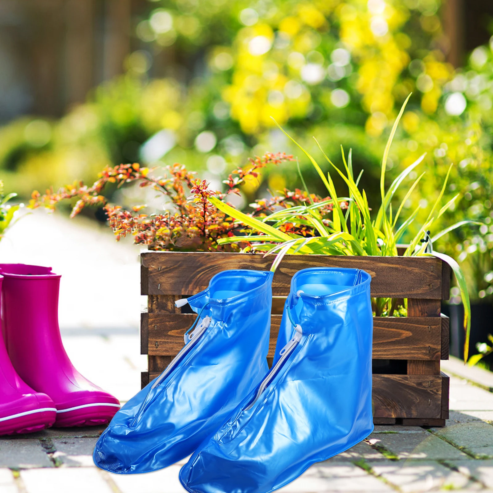 

Reusable Waterproof Shoe Covers PVC Boot Protectors Size 44 45 Blue XXL for Men Women Kids Rain Protection Cycling Hiking