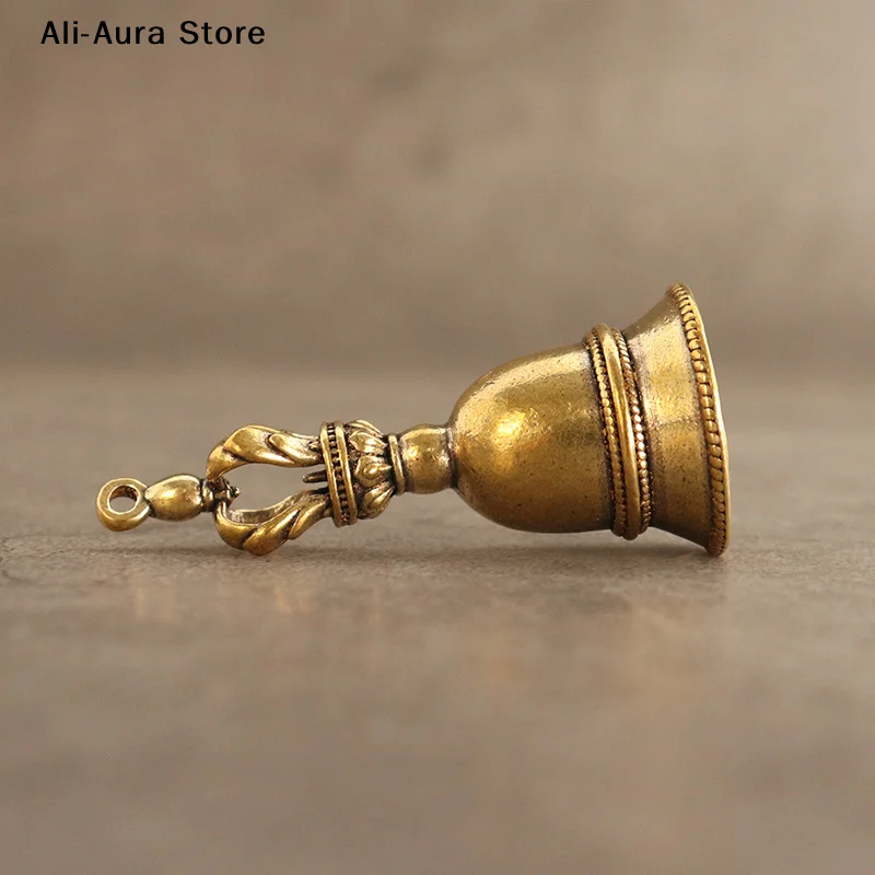 1Pcs Vintage Brass Bell Charm Pendant DIY Keychain Pendant Home Decoration Craft