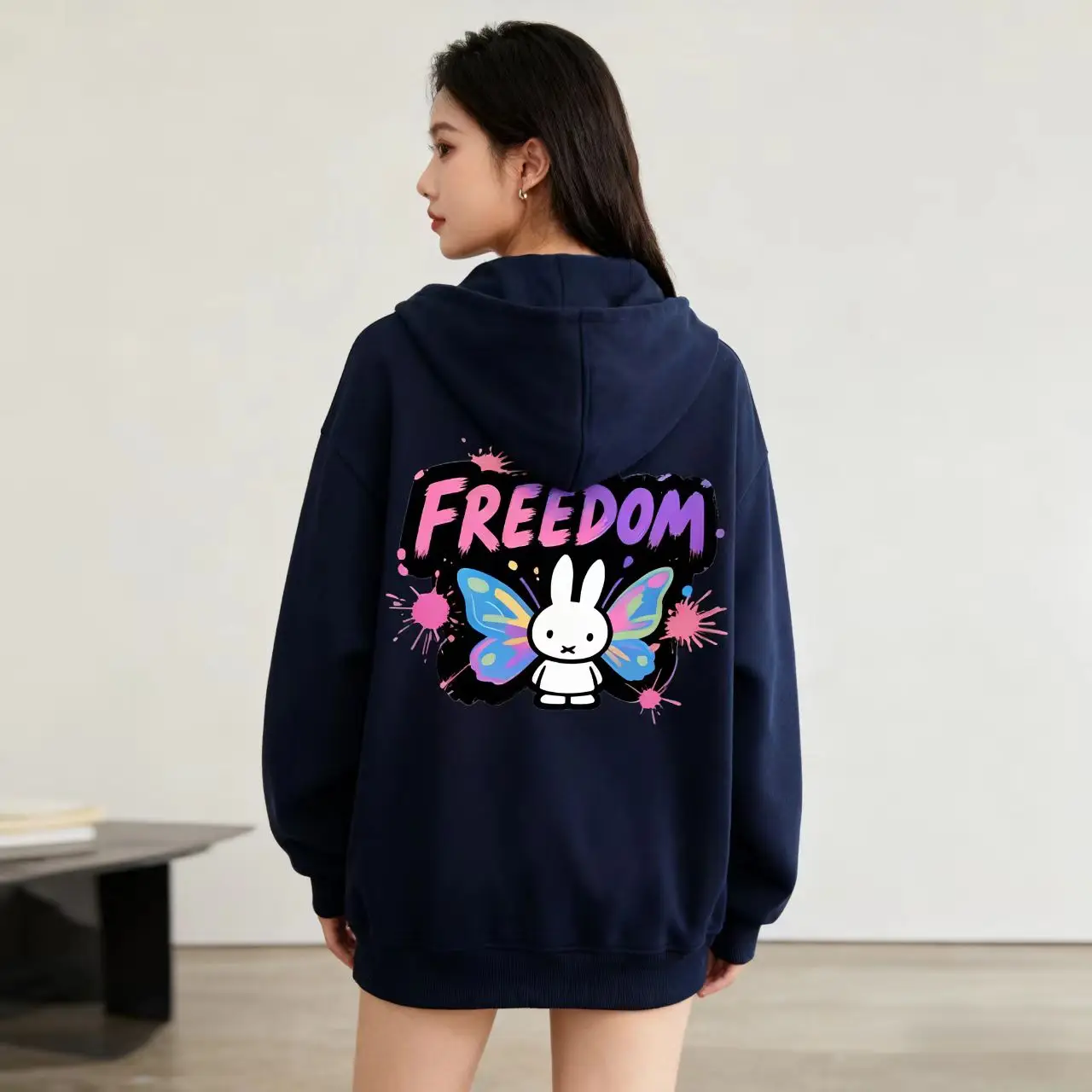 Куртка Miffy с капюшоном и толстовкой на молнии, милая свободная спортивная одежда в стиле пары с героями мультфильмов, расширенное издание, модная одежда с принтом