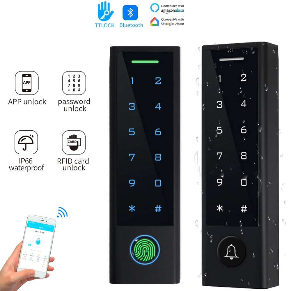 TTLOCK Bluetooth RFID Access Control Keypad Smart Phone Entry Waterproof Relay IC Card Reader Door Lock Opener Waterproof