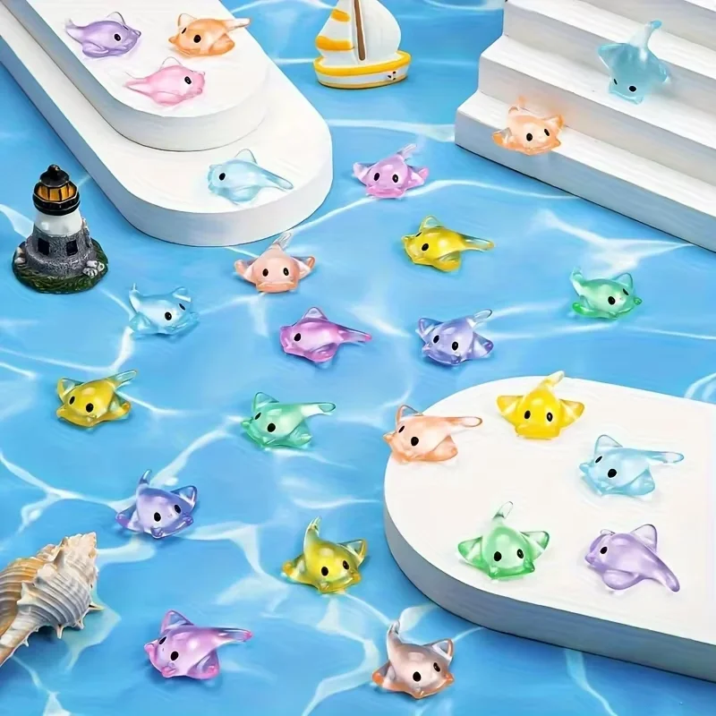 Set of 25 Glow-in-the-Dark Mini Manta Ray Figurines – Realistic Resin Aquarium Decorations, Perfect for Bedrooms, Kitchens, and